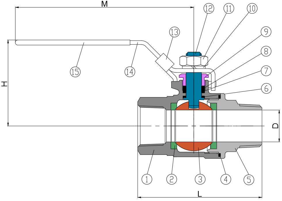 2-PC Thread (M/F) Ball Valve (Full Bore 1000PSI)