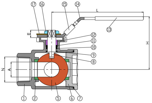 3-Way Ball Valve (L/T Type) (Reduce Bore 1000PSI)