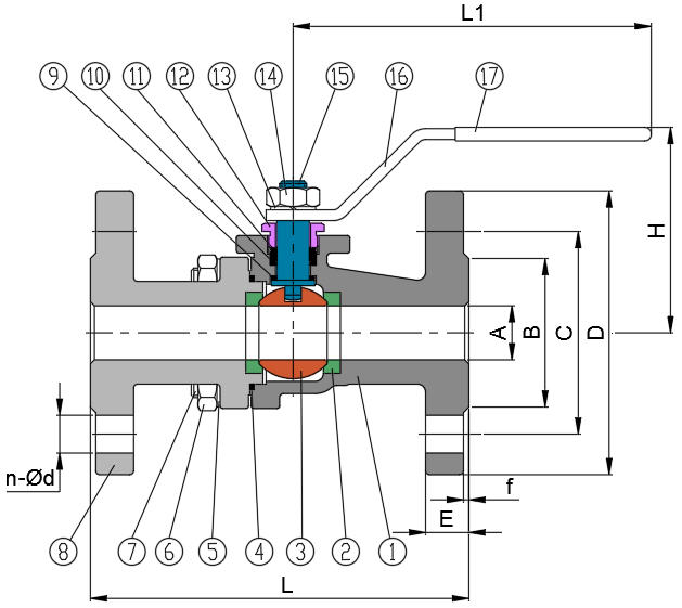 2-PC Flanged Ball Valve (Full Bore PN25)