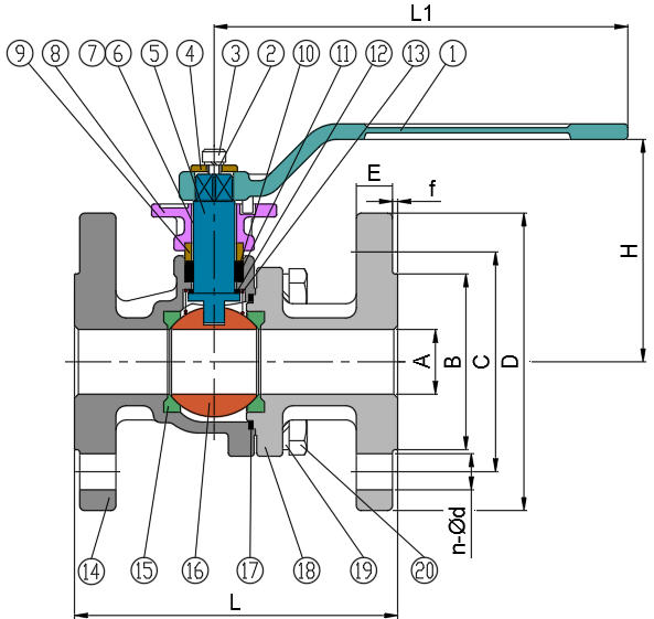 2-PC Flanged Ball Valve (Full Bore ANSI Class150)